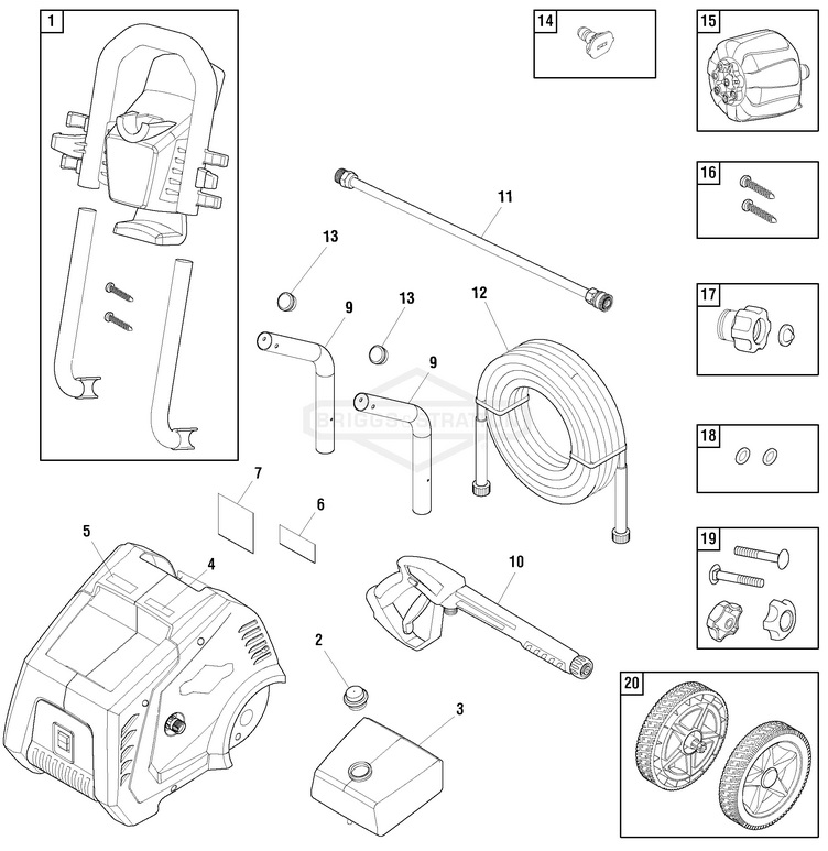 Briggs & Stratton pressure washer model 020601replacement parts, pump breakdown, repair kits, owners manual and upgrade pump.